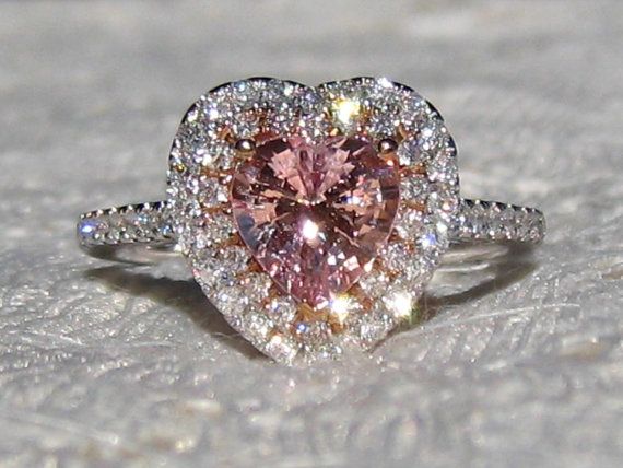 Heart-Shaped Yellow, Pink and Peach Sapphire Engagement Rings